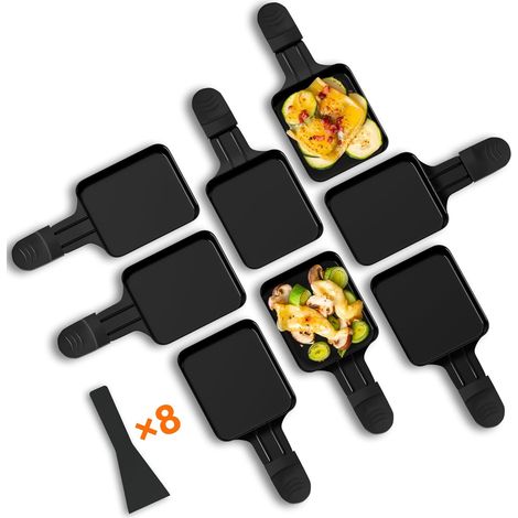8PCS Poêlon Raclette Carré en Revêtement Antiadhésif, Accessoires pour Apprareil à Raclette, 8PCS Coupelle avec Poignée Anti-brûlure, pour Fromage Fondu, Plaque Grill (1/5)