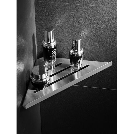Alliage d'aluminum Bain Étagère de Douche, Etagère et rangement de douche Étagère d'angle Triangle Cosmétique Panier Rangement Cuisine Etagère de Rangement Murale，Starlight