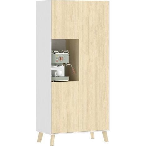 Meuble de cuisine de 170 cm, design moderne avec niche ouverte et étagères réglables, finition aspect bois naturel (1/5)