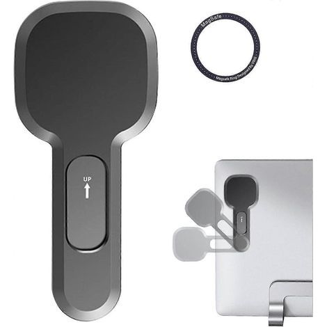 Support de téléphone pour ordinateur portable Support magnétique réglable pour téléphone portable - Fixation latérale pour ordinateur portable ou de bureau, support portable pour téléphone portable