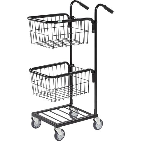 Kongamek Mini- Servierwagen in schwarz mit 2 Körben 415x355x220mm ohne Bremse (1/5)