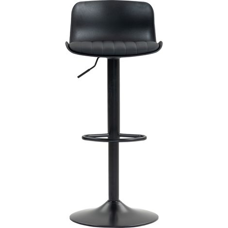 Lot de 2 tabourets de bar réglables à rotation 360°, assise en simili cuir et dossier en plastique, structure métallique avec repose-pieds (1/5)