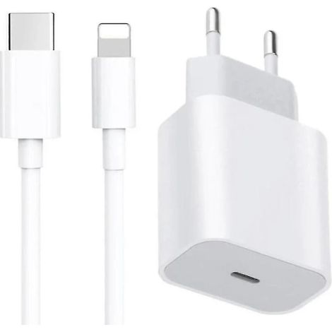 Chargeur iPhone Apple 11/12/13 USB-C 20W + câble data 2m, prise UE, bloc secteur rapide compatible iPhone, adaptateur mural 20 watts avec fil de charge 2 mètres (1/5)