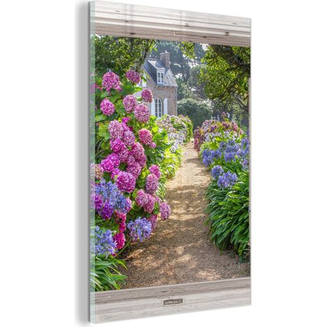 TABLEAU EN PLEXIGLAS Hortensia - Transparent - Fleurs - Été - Mauve - Chemin Tableau Moderne 60x90 (1/5)