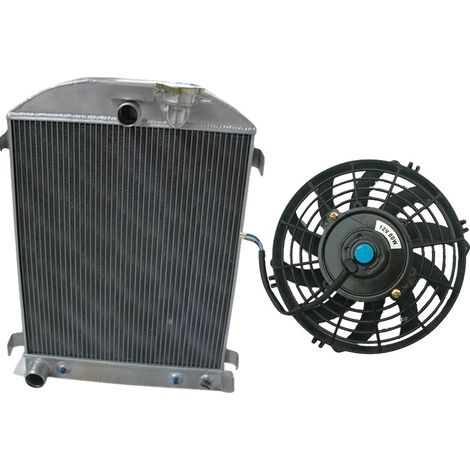 Radiador de aluminio, dimensiones del núcleo: 438 mm x 508,5 mm x 62 mm, dimensiones totales: 648 mm x 502 mm x 151,5 mm, diámetro de entrada: Φ1-1/2", diámetro de salida: Φ1-3/4". (1/5)
