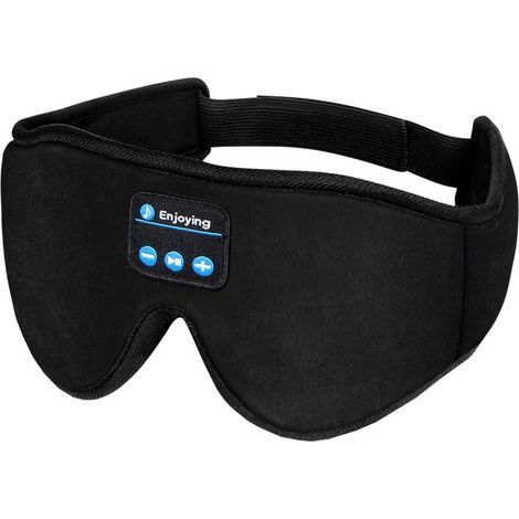Mascherina per dormire Bluetooth, ideale per viaggi, yoga e meditazione, con funzione snooze, per uomo e donna - Nera (1/5)