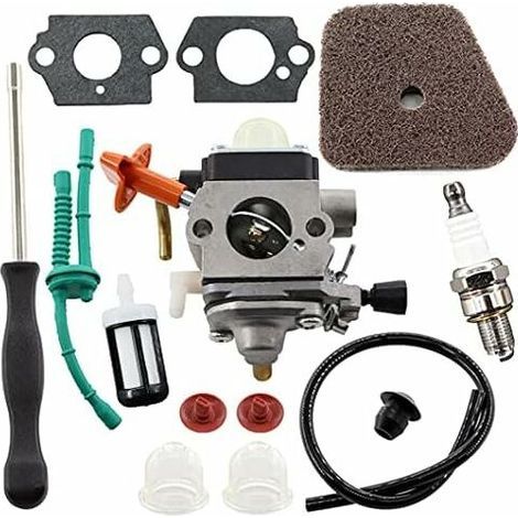 Kit de carburador Ulisem para motosierras Stihl FS87 FS90 FS100 FS110 FS130 HL95 HL100 HT100 HT101 KM90 KM100 KM110 SP90. Incluye filtro de aire y manguera de combustible. (1/5)