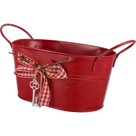 Pot de fleurs ovale en fer rouge COHEALI, design unique et durable, idéal (1/5)