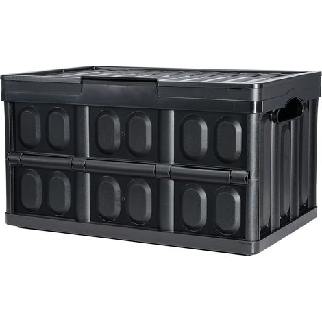 Boîtes de Rangement Pliables avec Couvercles, 45L Lot de 3, Bacs en Plastique Empilables avec Poignées, Grands Conteneurs Robustes pour Vêtements, Jouets, Livres, Snacks, Chaussures et Courses (1/5)