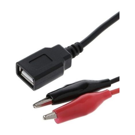 Cable alimentacion 5V USB hembra a pinzas de cocodrilo 1 M rojo-negro (1/3)