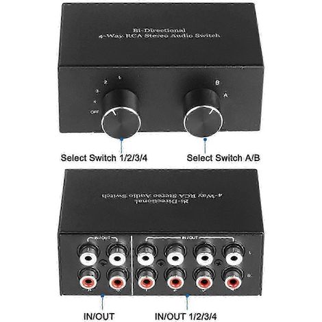 Commutateur stéréo 4 canaux RCA bidirectionnel 2x4 ou 4x2 SZRH AM (1/5)