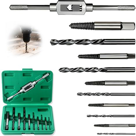 Lot de 11 extracteurs de vis, extracteur de vis, tarauds filetés, extracteur de vis M3-M12 avec boîte de rangement pour percer et enlever les vis endommagées (1/5)