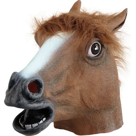 Masque de tête de cheval unisexe en caoutchouc Bristol Novelty, taille unique, marron/blanc/noir, masque animal