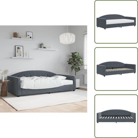 The Living Store Sofá cama con colchón terciopelo gris oscuro 100x200 cm - Sofá cama 2 en 1