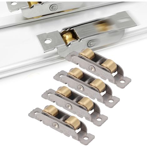Ensemble de Roulettes pour Porte Patio Sliding, 4 PCS, Roue à Billes Cuivre et Acier Inoxydable, Assemblage Facile (1/5)