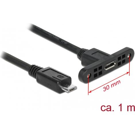 Delock Cable USB 2.0 Micro-B hembra, instalaciÃ³n en panel  USB 2.0 Micro-B macho de 1 m