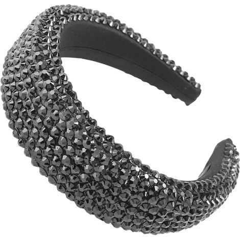 Bandeau large pour cheveux orné de strass et de cristaux scintillants, rembourré et orné de bijoux - Accessoire de coiffure de fête (1/5)