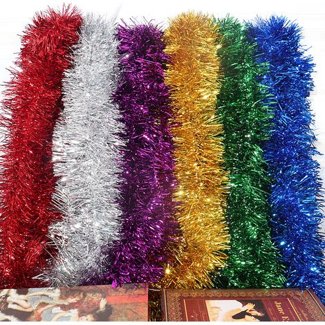 Lot de 10 Brillant Guirlandes DIY Décoration pour Arbres de noël 1.8m Longue Christmas Mariage Anniversaire Fête - rouge