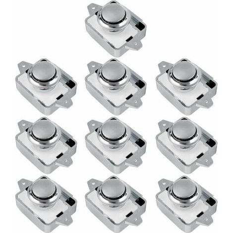 10PCS Bouton poussoir serrure SA RV tiroir placard bouton de porte camping-car caravane (argent 10 pièces) - (1/4)