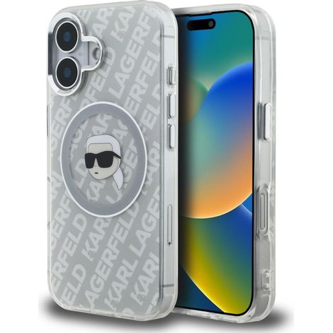 Funda Karl Lagerfeld IML con logo Karl Head MagSafe para iPhone 16 (gris) (1/5)