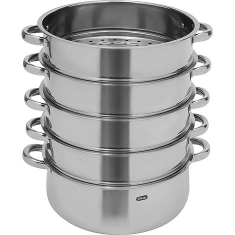 Vaporiera a 5 livelli, in acciaio inox di alta qualità, colore argento. (1/2)
