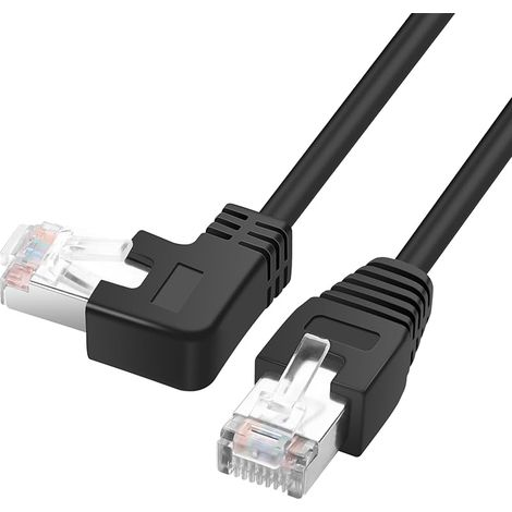 RJ45 90 degrés câble Ethernet cat6 RJ45 mâle à angle droit cordon de raccordement réseau choisissez parmi plusieurs longueurs d'angle (Angle droit, 2M/6,6FT) (1/5)