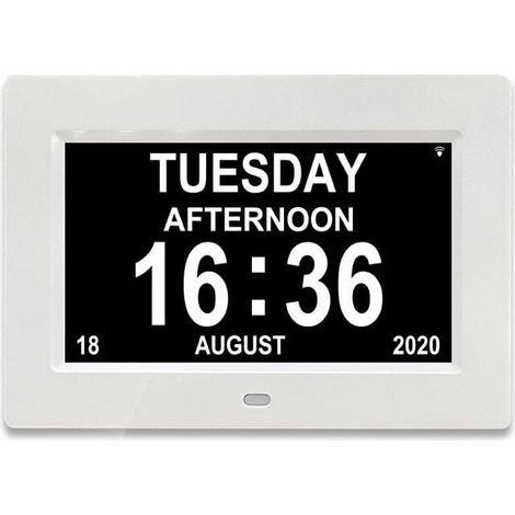 Inch LCD Digital Calendar Date and Time Clock for Parents (White)
