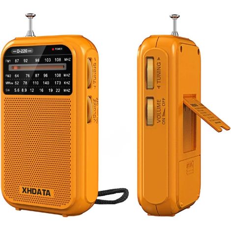 Radio Portable FM/AM/SW, Mini Radio à Piles Survie (AA) avec Haute Performance Réception, TransistorRadio pour Cadeau, Famille, Séniors(Orange) (1/5)