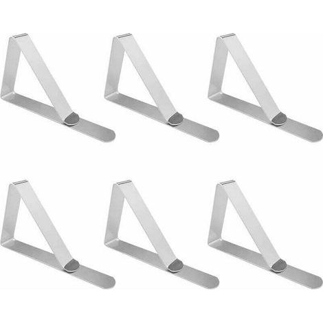 Juego de 6 pinzas para mantel, pinzas para mantel, pinzas para mantel de exterior, pinzas para mantel de acero inoxidable, sujetadores para mantel de jardín para cocina, restaurante, picnic, boda, fie (1/4)