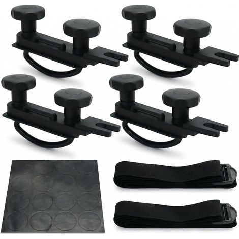 4 supports de fixation pour coffre de toit à boulons en U, fixation pour coffre de toit, pinces à boulons en U d'une largeur intérieure de 85 mm, avec 8 écrous de blocage haute résistance (1/5)