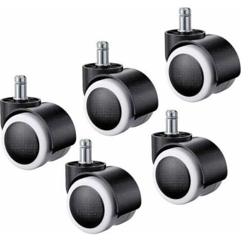 5pcs Roulette pour Chaise de Bureau,Roulettes pour Sols Durs Universelles Remplacement Roulette Fauteuil Bureau pour Siège de Bureau, Sols Stratifiés, Parquets, Carrelages 11X22mm (1/5)