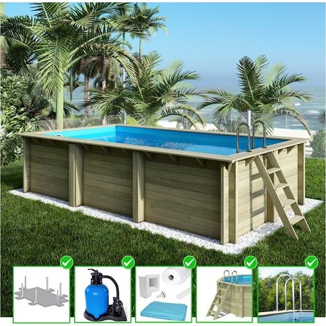 Piscine en bois Aqua 6,1x2,85 - H.1,31 m fixations à visser
