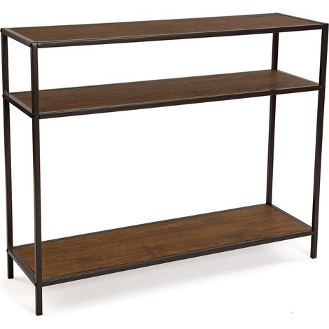 Meuble d'Entrée Étroit pour Entrée ou Couloir, Table Console, avec étagère inférieure, Dimensions (H x l x L) 80 x 30 x 100 cm, Bois et métal, Couleur: Marron et Noir (1/5)