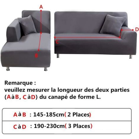 Housse canape dangle 3places + 2places,Extensible Couverture de Canapé en Forme de L Noir (1/4)