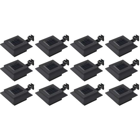 vidaXL Lampade Solari da Esterno 12 pz LED Quadrate 12 cm Nere