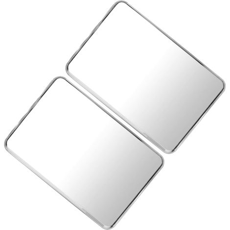 Plateau à Serviettes Design Simple 2 Pcs en Acier Inoxydable Argenté, Plaque de Rangement Multi-usages Réutilisable pour Salle de Bain et Tiroir de Coiffeuse'-'- (1/5)