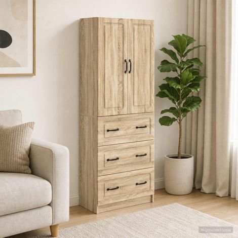 Ensemble de meubles de rangement 2 pièces, bois d’ingénierie, chêne Sonoma, 66 x 34,5 x 87 cm - PANGIVO (1/5)