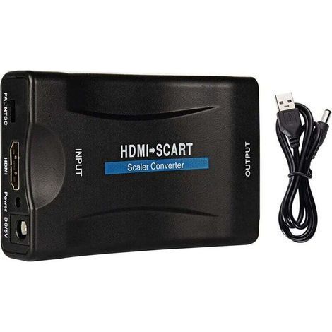 BUNTHAUS Adaptateur HDMI vers Péritel, Convertisseur HDMI Audio Vidéo Stéréo 1080P Compatible avec NTSC PAL HDMI1.3 pour Sky HD Blu Ray PS3 TV VCR VHS (1/5)