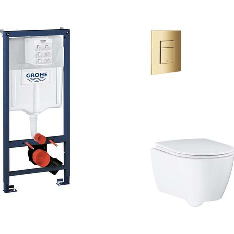 Grohe Rapid SL - Set bâti-support, cuvette, abattant SoftClose, plaque de déclenchement Skate Cosmopolitan, Cool Sunrise SANI11BB4137 (1/5)