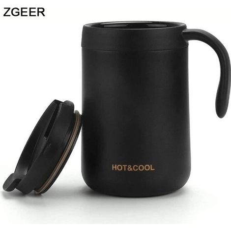 Tasse Thermos - Inox - 500 ML - Double Isolation Sous Vide - Avec Sous-Verre en Liège - Pour Café et Jus (1/4)