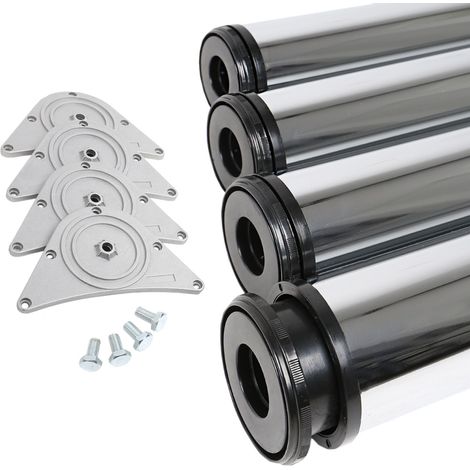 4er Set Tischbeine ø 80mm Höhe 1100mm Chrom glänzend Möbelfüße Tischstempel (1/2)
