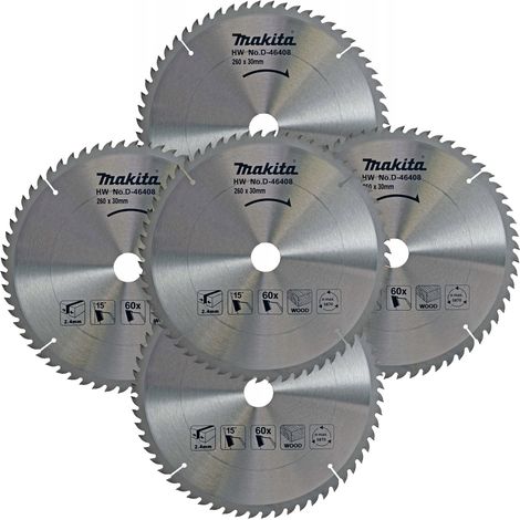 5x Makita D-46408 Circular Saw Blade 260 30 x 60 Teeth Fine Cut Table Mitre Saw (1/4)