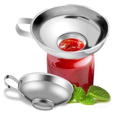 HOXILEELEO - Entonnoir de cuisine en acier inoxydable, entonnoir métallique à large ouverture avec poignée pour transvaser huile, liquides, confiture, aliments, argenterie, petit et grand format (1/5)