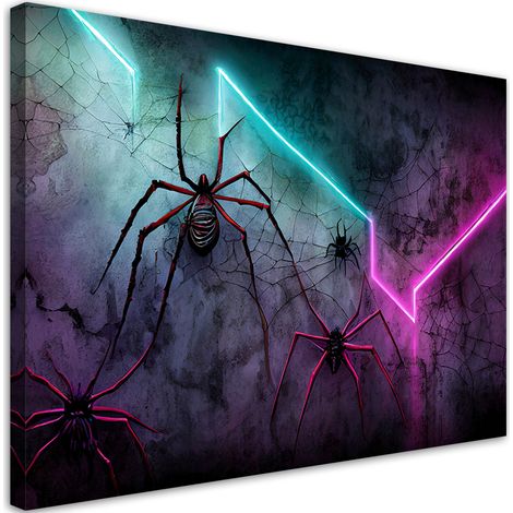 Tableau déco Araignée néon Abstraction 90x60 (1/5)