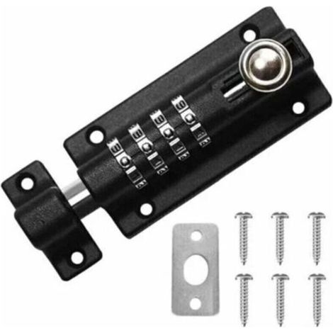 Door Latch, Heavy Duty Door Bolt, 122mm Black Stainless Steel Bolt Lock for Doors With anti-theft screws (1/5)