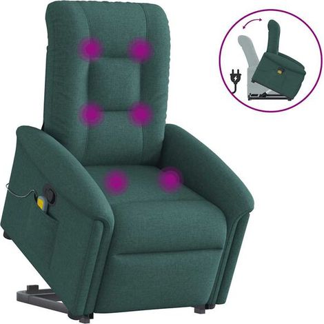 Chaise de massage ergonomique en tissu vert foncé – siège relaxant avec fonction chauffage, vibration et réglage de l’inclinaison pour soulager les tensions dorsales (1/5)