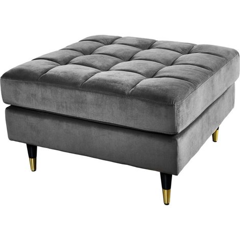Pouf KOLIRI grau – quadratisches Design aus Samt
