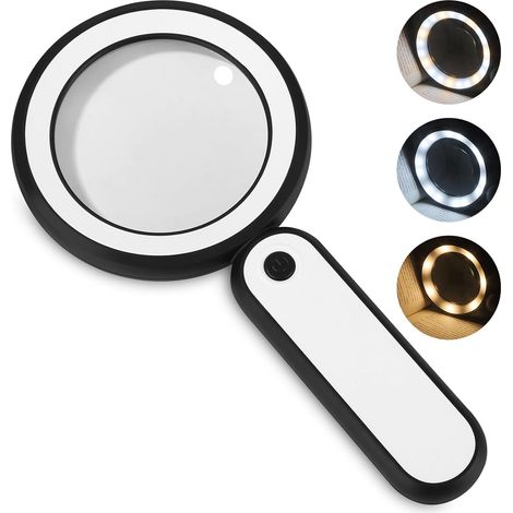 Loupe de Lecture, Loupe 30X avec 21 LED Lumière, 3 Modes D'éclairage Rechargeable par USB Loupe Eclairante Loupe Electronique Loupe Lumineuse pour Lecture, Bijoux, Seniors, Malvoyant (1/5)
