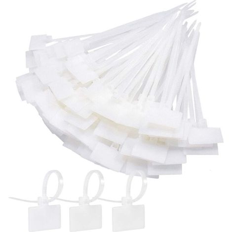 Electrical Cable Ties, 250 Pack Cable Management with Label, White Plastic Cable Ties, Cable Ties, Cable Label for School, Garden, Office, Wall, Car