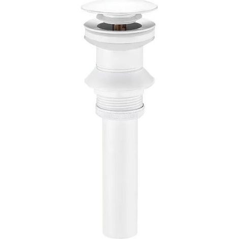 Bonde escamotable blanche avec trop-plein bouchon de vidange escamotable pour dessus de vanité bouchon de vidange escamotable en laiton revêtu blanc bouchon de vidange évier bouton poussoir avec panie (1/5)
